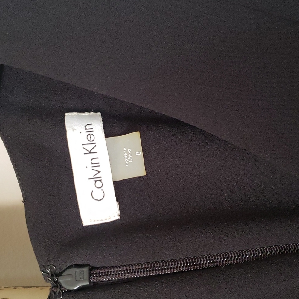 NWT Calvin Klein Sleeveless Black Ruffle Hem Midi Dress, Size 8 - Picture 2 of 7